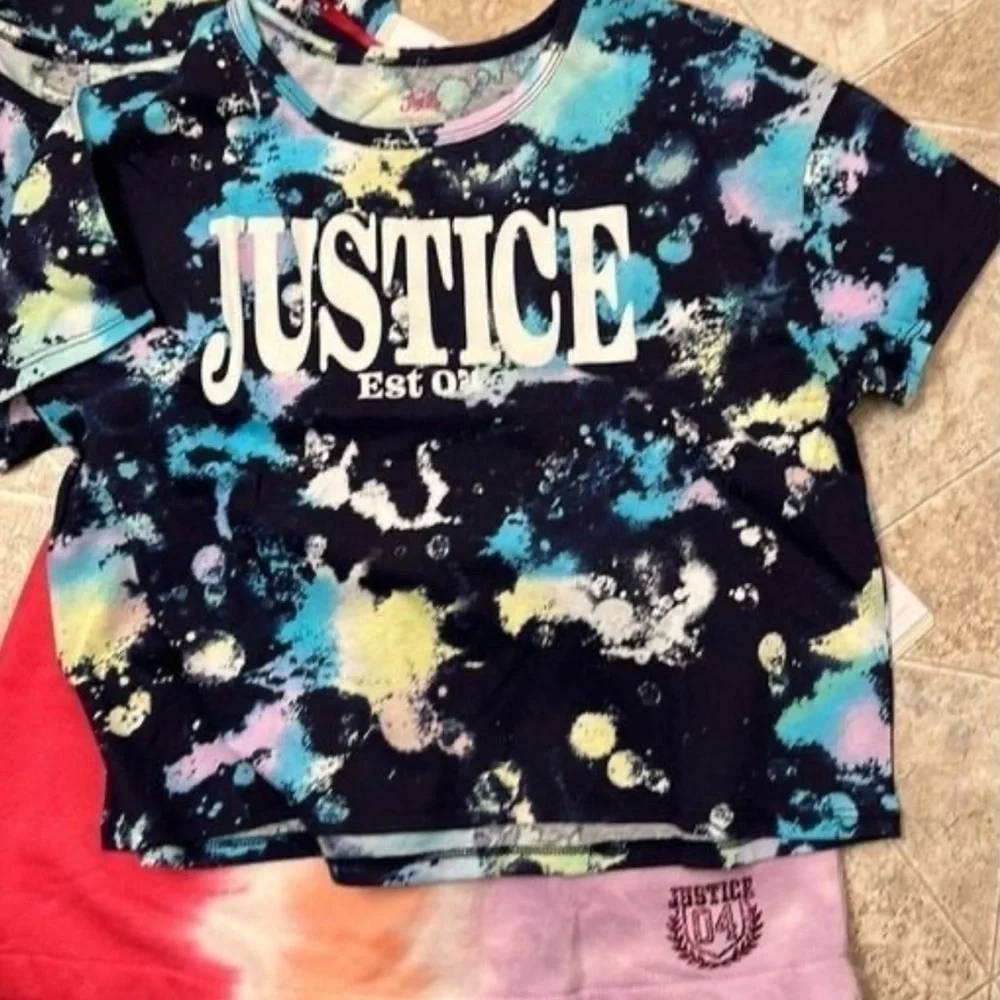 Girls Large Justice Skirt and T shirt bundle